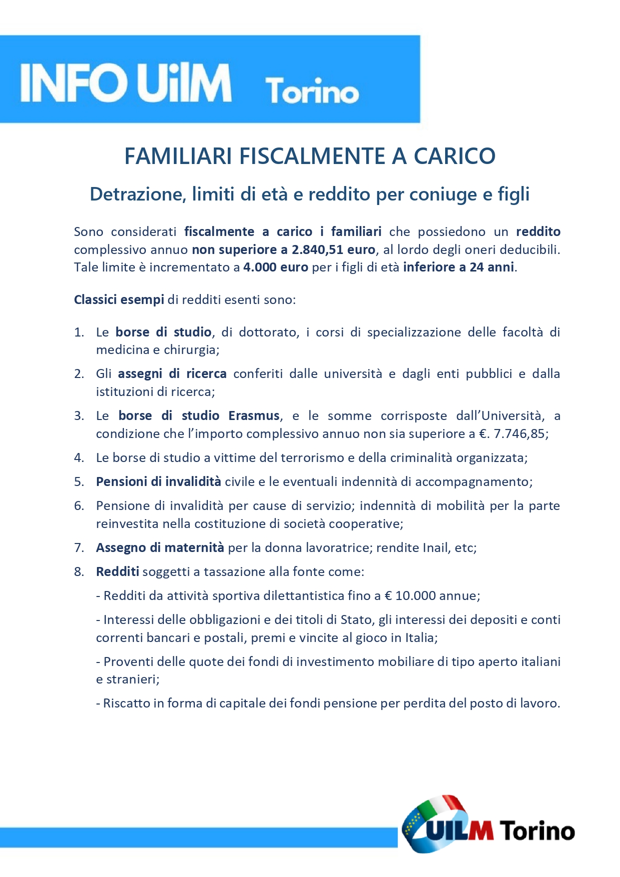 Familiari fiscalmente a carico, istruzioni per l’uso